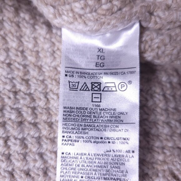 Old Navy Mens Beige Cable Knit Sweater XL Crewneck Long Sleeve Winter Pullover - Picture 5 of 5